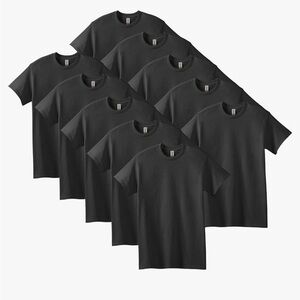 NWT Gildan Classic Men's Short Sleeve Solid Black T-Shirt G5000 10 Pack